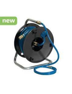Zwijacz przenośny na bębnie do powietrza, L20m wąż PVC DN9x15mm, złączki NW 7,2 FL-190/229