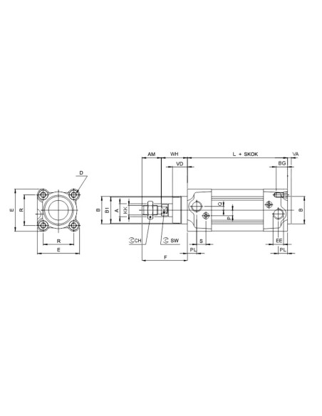 Siłownik pneumatyczny ISO15552/6431 D50x140 z amortyzacją pneumatyczną FMS050.0140.00