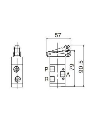 Zawór mechaniczny 3/2 G 1/4 NC normalnie zamknięty, z rolką, Flowmatik FMZM 32 14 MR