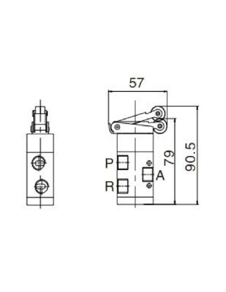 Zawór mechaniczny 3/2 G 1/4 NC normalnie zamknięty, z rolką, Flowmatik FMZM 32 14 MR