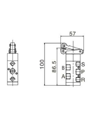 Zawór mechaniczny 5/2 G 1/4 NC normalnie zamknięty, z rolką, Flowmatik FMZM 52 18 MR
