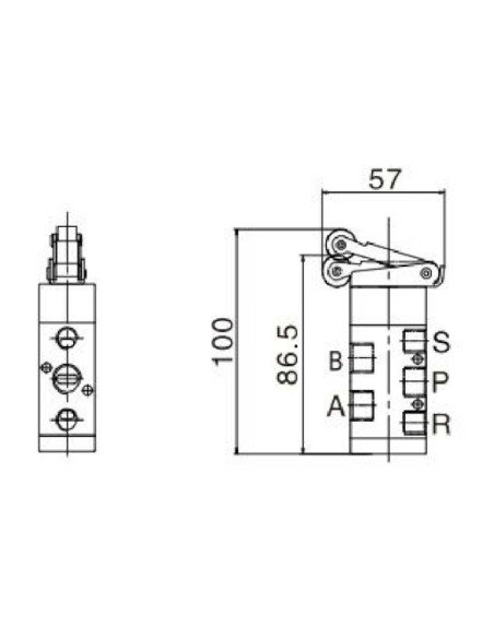 Zawór mechaniczny 5/2 G 1/4 NC normalnie zamknięty, z rolką, Flowmatik FMZM 52 18 MR
