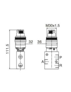 Zawór rozdzielający ręczny 3/2 G 1/4 NC z przełącznikiem obrotowym, Flowmatik FMZR 32 14 MBSR 2