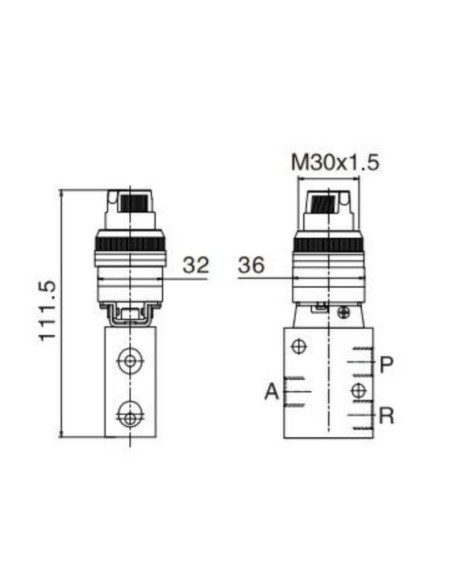 Zawór rozdzielający ręczny 3/2 G 1/4 NC z przełącznikiem obrotowym, Flowmatik FMZR 32 14 MBSR