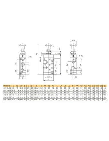 Zawór rozdzielający pneumatyczny ręczny 5/2 G 1/8 NC, monostabilny, z cięgłem, Flowmatik FMZR 52 18 MT