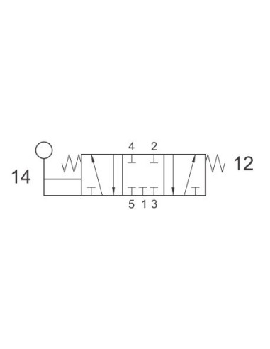 Zawór rozdzielający pneumatyczny ręczny 5/3 G 1/4 CC, monostabilny, z dźwignią, Flowmatik FMZR 53 14 ML