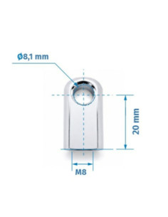 Mocowanie sprężyny gazowej z gwintem M8, ucho fi 8,1 mm, 20 mm FO-082012M8 2