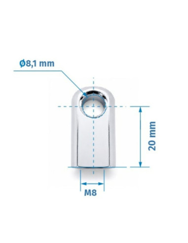 Mocowanie sprężyny gazowej z gwintem M8, ucho fi 8,1 mm, 20 mm FO-082012M8