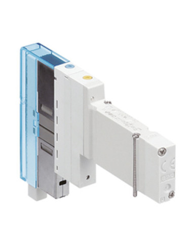 Zawór rozdzielający 5-drogowy płyta aluminiowa 2x3/2 NO/NC przycisk ochrona przepięcia SMC JSY1A00T-5NZ