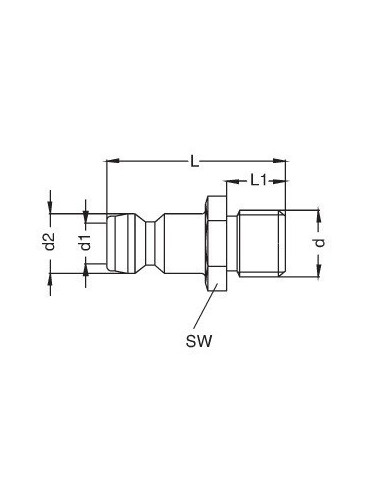 Króciec do form wtryskowych DN6 typ HASCO, M10x1 GZ, bez zaworu K06H M10X1,0Z