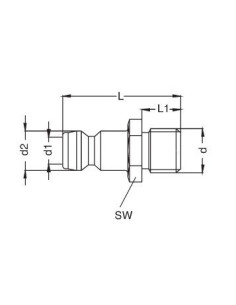 Króciec do form wtryskowych DN6 typ HASCO, M14x1,5 GZ, bez zaworu K06H M14X1,5Z