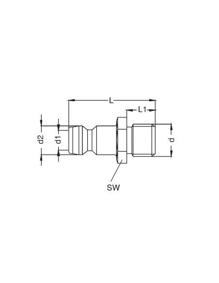 Króciec do form wtryskowych DN6 typ HASCO, M14x1,5 GZ, bez zaworu K06H M14X1,5Z
