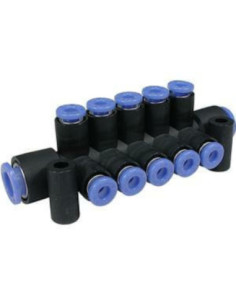Rozgałęźnik wtykowy wielokrotny 6-krotny do przewodu 4 mm, 2 przyłącza 8 mm SMC KM11-04-08-6