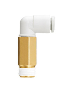 Złączka wtykowa kątowa wysoka GZ 1/8 wąż fi 4 gwint mosiądz niklowany pierścień okrągły SMC KQ2W04-01NP