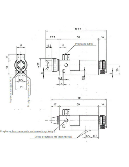 Pistolet automatyczny Mikro-3, dysza okrągła 0,3mm wersja z zaworem w komplecie KRA200-0154-03-KPL