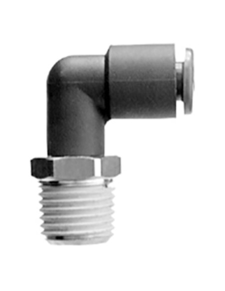 Złącze wtykowe trudnopalne kątowe GZ wielkość przyłącza R1/8 do węża fi 6 mm SMC KRL06-01S