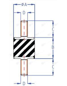 Silentblock, 50 Sh, M8 wysokość 20 mm, średnica 25 mm LE SR2525 2