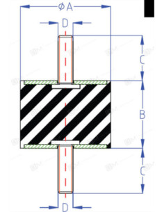 Silentblock, 50 Sh, M10 wysokość 20 mm, średnica 40 mm LE SR4020 2
