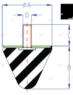 Silentblock, 60 Sh, M8, stożek wysokość 30 mm, średnica 30 mm LE TP30M8 2