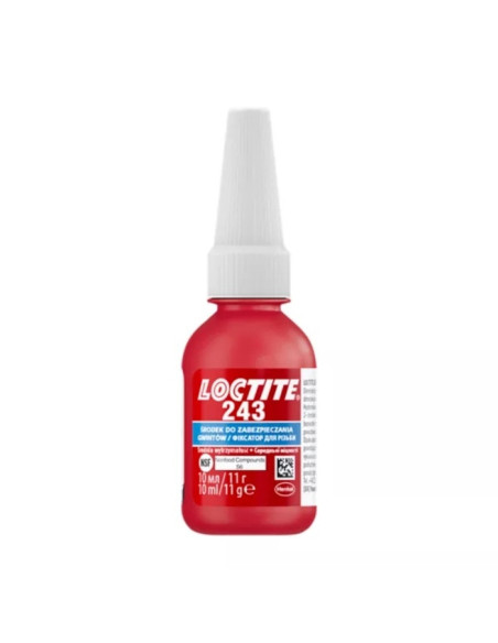 Niebieski klej do zabezpieczania i uszczelniania metalowych połączeń gwintowych, 10 ml LOCTITE-243-10