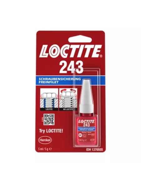Niebieski klej do zabezpieczania i uszczelniania metalowych połączeń gwintowych, 5 ml LOCTITE-243-5