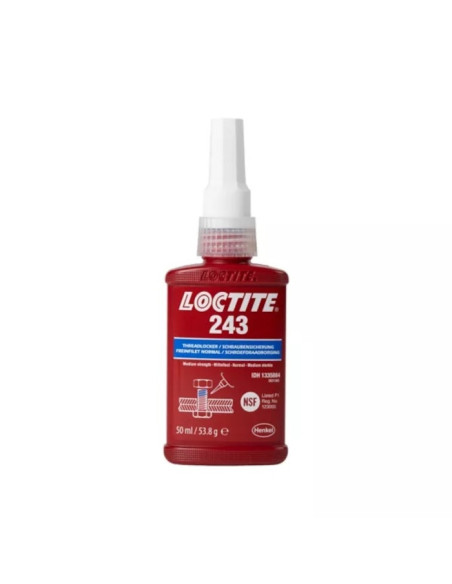 Niebieski klej do zabezpieczania i uszczelniania metalowych połączeń gwintowych, 50 ml LOCTITE-243-50