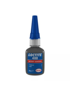 Klej cyjanoakrylowy wzmocniony gumą, czarny, 20 g LOCTITE-480-20