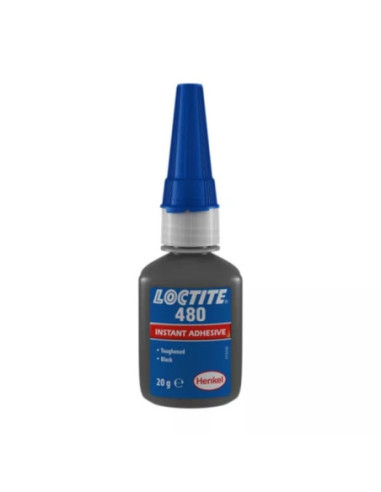 Klej cyjanoakrylowy wzmocniony gumą, czarny, 20 g LOCTITE-480-20