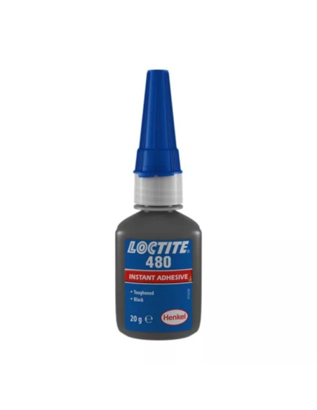 Klej cyjanoakrylowy wzmocniony gumą, czarny, 20 g LOCTITE-480-20