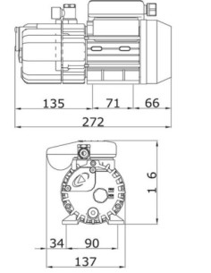 Pompa próżniowa olejowa 18m3/h, 0,5 kW, 2 mbar abs, 230V OL020P0.5MA 2