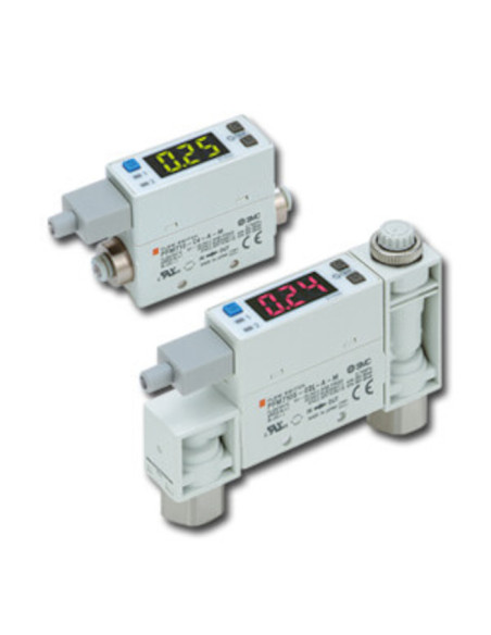 Czujnik przepływu z 2-kolorowym wyświetlaczem 2-100 l/min wtyk fi 6 PNP + 4-20 mA kabel 2m SMC PFM711-C6-F