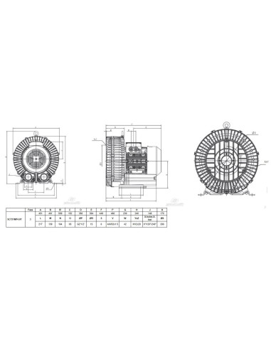 Dmuchawa bocznokanałowa 700 m3/h, 4,0 kW, +125 mbar/-150 mbar, 400V SC731MF4.0T