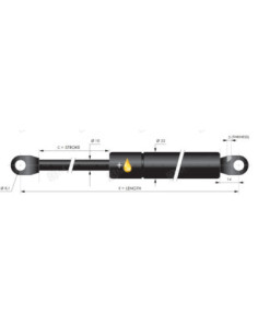 Hamulec olejowo-gazowy, 10/21, 0N ucho fi 8,1 mm, skok 350 mm, długość 785 mm ST A350D10NM + F1 2
