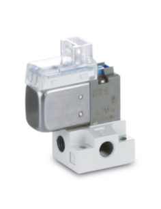 Zawór elektromagnetyczny 3/2 24V DC NC wtyk miniat urowy L bez gniazda wskaźnik stanu niepolarny SMC V114-5LOU
