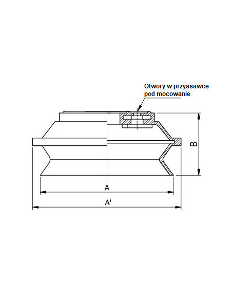 Przyssawka próżniowa fi 115 mm, 1,5 mieszkowa, silikon, z mocowaniem G 1/2 GW VB110-S-12F
