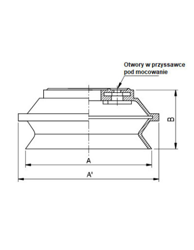 Przyssawka próżniowa fi 155 mm, 1,5 mieszkowa, silikon, z mocowaniem G 1/2 GW. KOMPLET VB150-S-12F