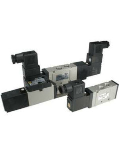 Zawór elektropneumatyczny 5/2 monostabilny płytowy 110-120V AC ochrona przepięcia SMC VFS2100-3FZ-Q