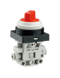 Zawór 3/2 mechaniczny przyłącza z boku pokrętny 2-położeniowy Rc 6 mm czarny przycisk SMC VM131F-06-34B