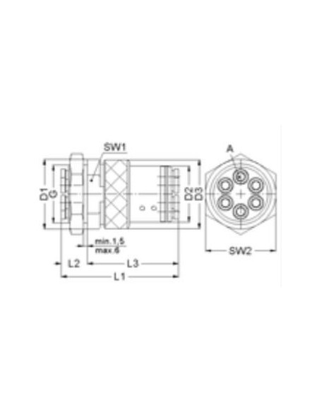 Multizłącze wtykowe, wtyk 4 x fi 6 mm, wolny przelot VT1800-040402