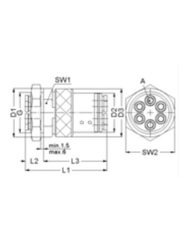 Multizłącze wtykowe kompletne 10 x fi 4 mm, wolny przelot VT1800-1002