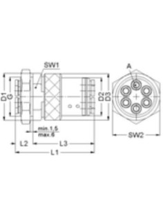 multizłącze wtykowe, wtyk 6xfi8, z odc. od str. wtyku VT1811-06060102 2