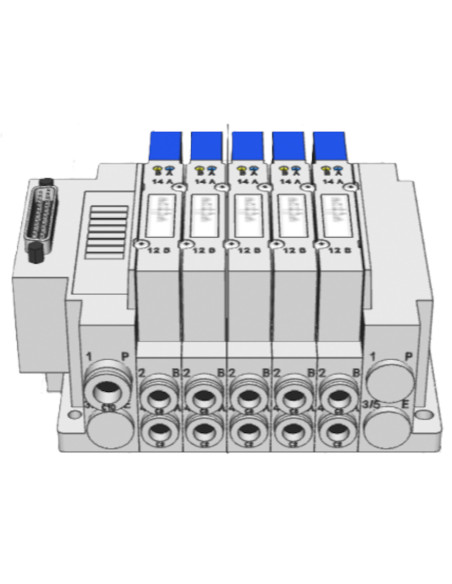 Wyspa zaworowa SMC serii SY5000 Multipin, 5 zaworów x 5/2 bistabilne WZ-SMC-SY5000-02