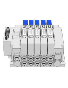 Wyspa zaworowa SMC serii SY5000 Multipin, 5 zaworów x 5/3 centralnie odcięte WZ-SMC-SY5000-03