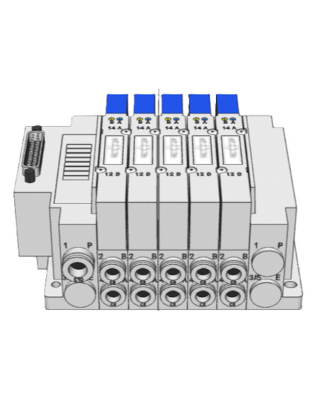 Wyspa zaworowa SMC serii SY5000 Multipin, 5 zaworów x 5/3 centralnie odcięte WZ-SMC-SY5000-03