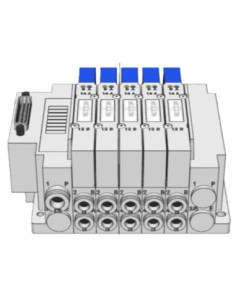 Wyspa zaworowa SMC serii SY5000 Multipin, 5 zaworów x 2x3/2 NC WZ-SMC-SY5000-04