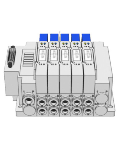 Wyspa zaworowa SMC serii SY5000 Multipin, 5 zaworów x 2x3/2 NC WZ-SMC-SY5000-04