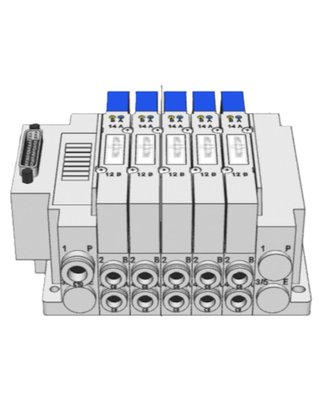 Wyspa zaworowa SMC serii SY5000 Multipin, 5 zaworów x 2x3/2 NC WZ-SMC-SY5000-04