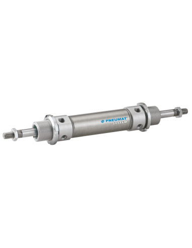 Siłownik pneumatyczny okrągły D50x100 z z dwustronnym tłoczyskiem, amortyzacja mechaniczna | Pneumatyka | Eshop Dopak | Wszystko