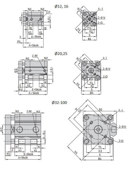 TACQ20X25 Siłownik dociskowy D20x25 bez magnesu, antyobrotowy | Pneumatyka | Eshop Dopak | Wszystko dla Przemysłu