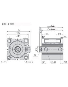 ACQ32X5G Siłownik dociskowy D32x5 bez magnesu | Pneumatyka | Eshop Dopak | Wszystko dla Przemysłu
